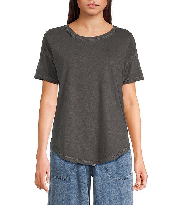 Blu Pepper Short Sleeve Exposed Seam Knit Top
