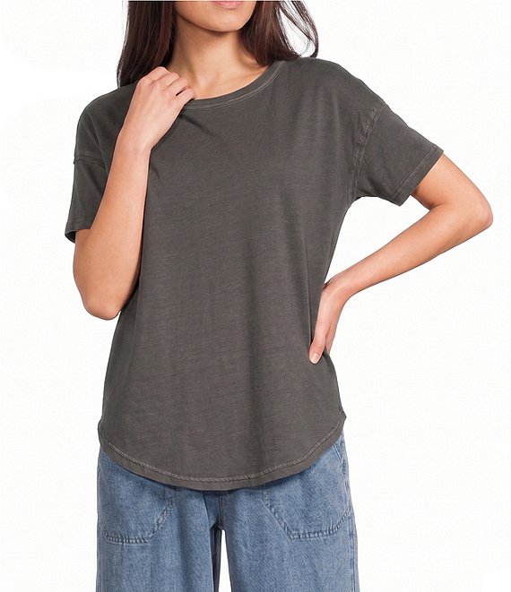 Blu Pepper Short Sleeve Exposed Seam Knit Top