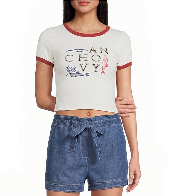 Blu Pepper Short Sleeve Graphic Knit Crop Tee