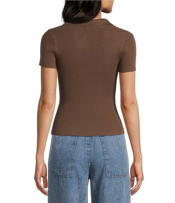 Blu Pepper Short Sleeve Snap Front Knit Top | Dillard's