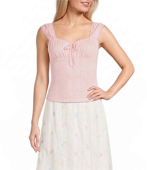 Blu Pepper Square Neck Tie Front Crop Top