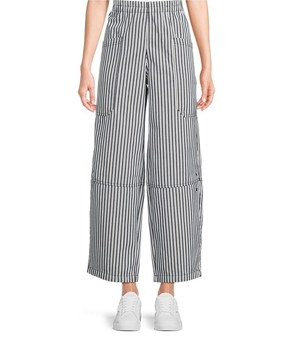 Blu Pepper Striped Pocket Wide Leg Pants