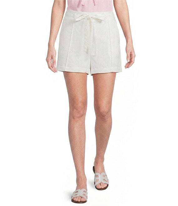 Blu Pepper Tie Front Mid Rise Flat Front Shorts