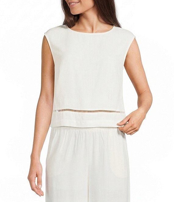 Blu Pepper Woven Sleeveless Ladder Lace Top