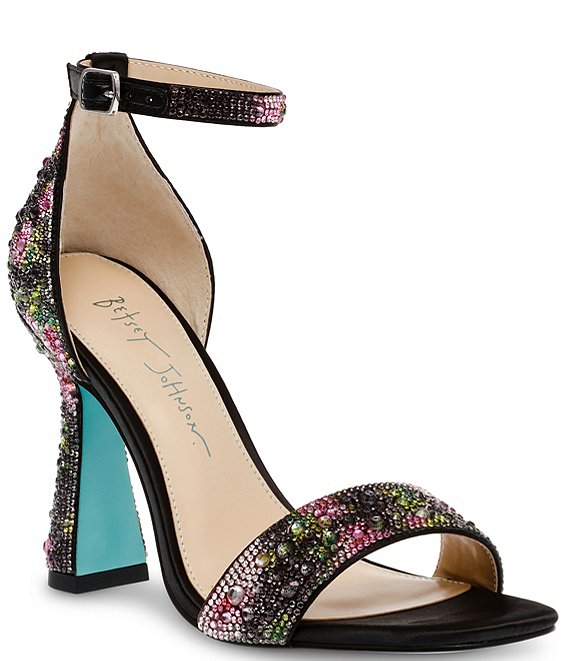 Blue by Betsey Johnson Dani Floral Rhinestone Ankle Strap Dress Sandals ...