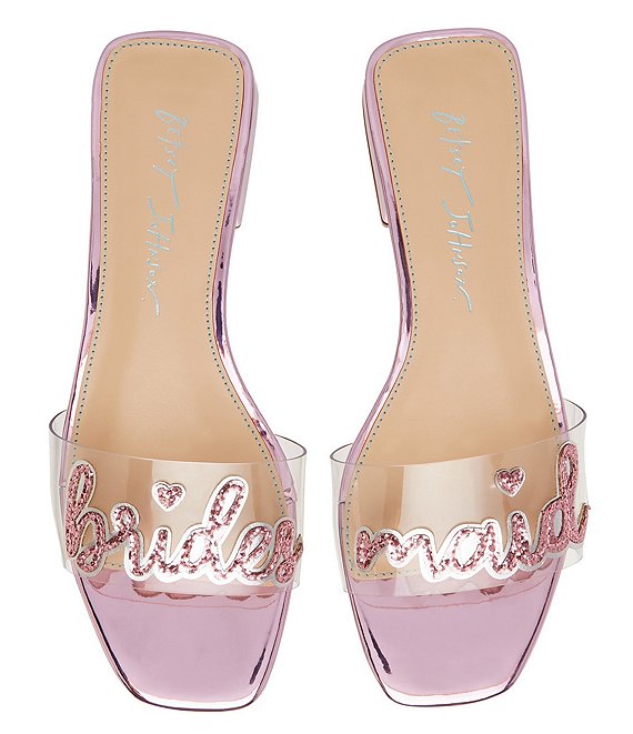 Color:Pink - Image 1 - Blue by Betsey Johnson Mint Bridesmaid Glitter Clear Slides