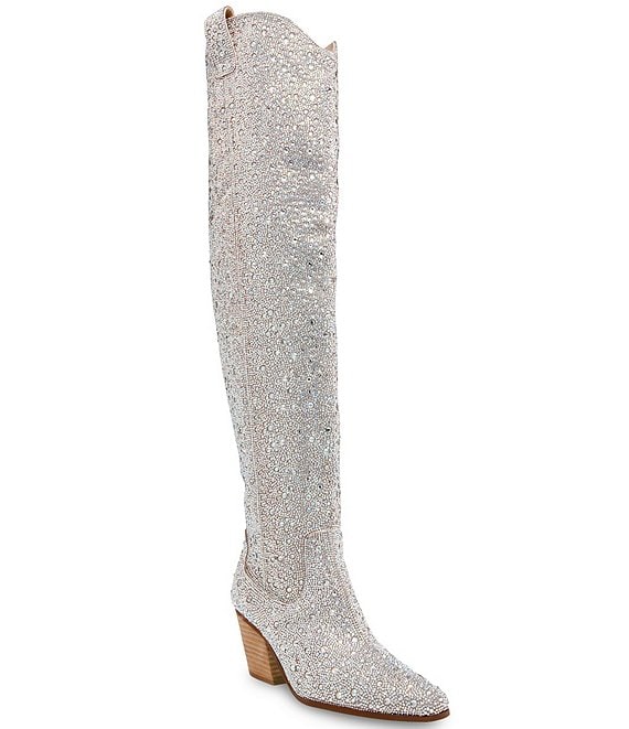 Blue by Betsey Johnson Rodeo Rhinestone Western Over-the-Knee Boots ...