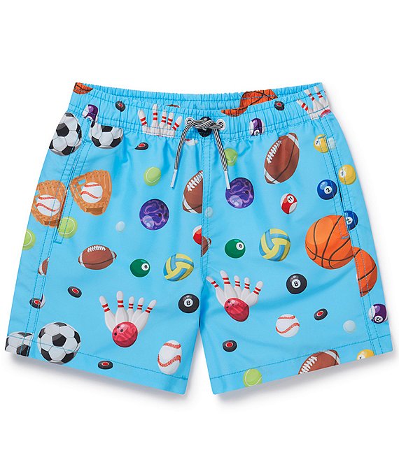 Color:Blue - Image 1 - Boardies® Little/Big Boys 2-10 Sporty Balls Trunks