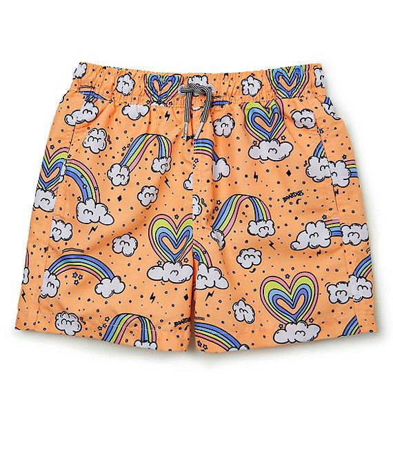 Color:Orange - Image 1 - Boardies® Little/Big Boys 2-10 Family Matching Rainbows And Unicorns Swim Trunks