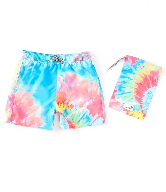 Color:Multi - Image 1 - Boardies® Little/Big Boys 2-10 Family Matching Spiral Tie Dye Printed Swim Trunks
