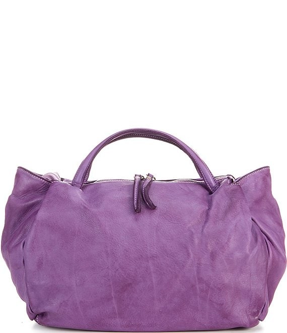 Color:Purple - Image 1 - Flora Leather Satchel Bag