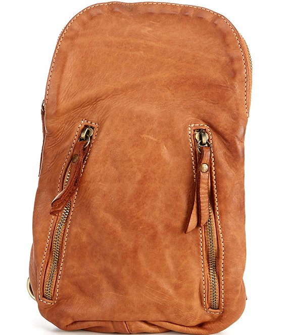 Color:Cognac - Image 1 - Logan Leather Sling Backpack