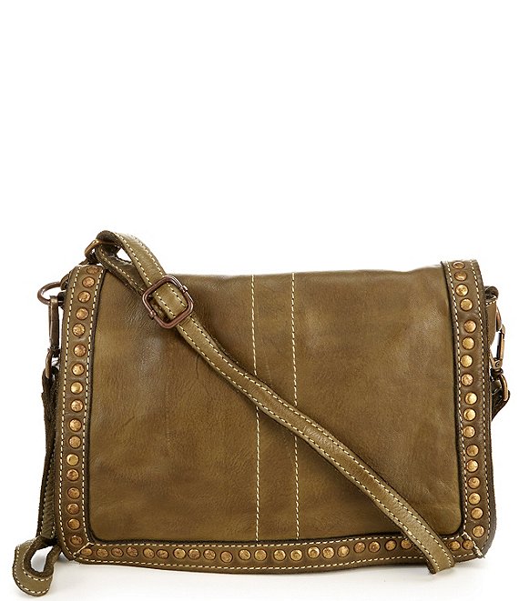 Bolsa Nova Marisa Studded Leather Crossbody Bag, Womens, Olive