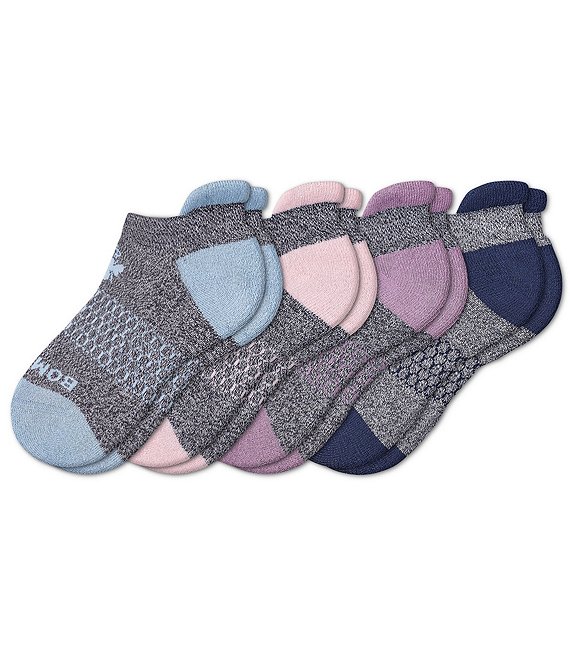 Bombas Big Kids Youth Solid Assorted Ankle 4-Pack Socks