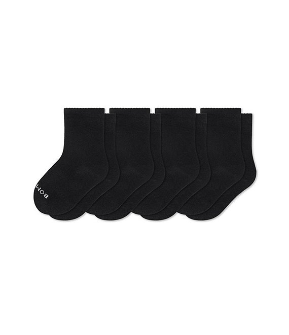 Bombas Little Kids Solid Calf Sock 4-Pack Socks, Black - Image 1