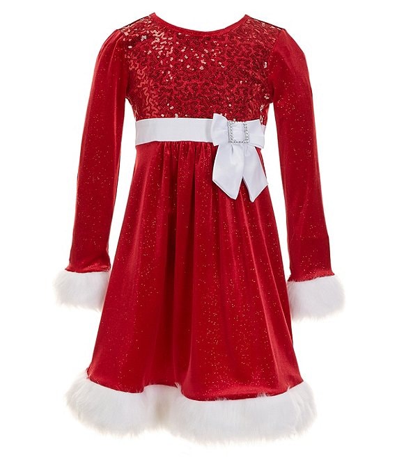 Bonnie Jean Big Girls 7-16 Long Sleeve Santa Sequin-Embellished/Stretch ...