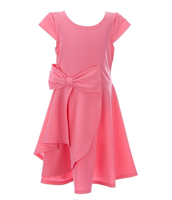 Color:Pink - Image 1 - Big Girls 7-16 Short-Sleeve Cascading-Skirted Fit-And-Flare Dress