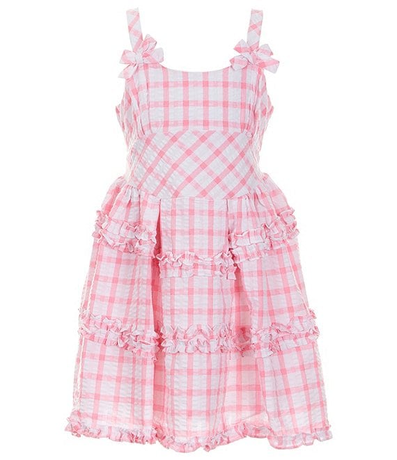 Bonnie Jean Big Girls 7-16 Sleeveless Gingham-Checked Seersucker Fit ...