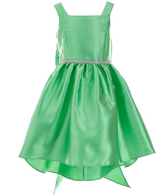 Color:Green - Image 1 - Big Girls 7-16 Sleeveless Mikado High-Low-Hem Ballgown