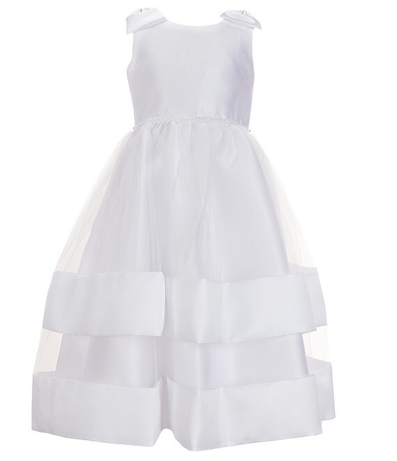 Bonnie Jean Big Girls 7 16 Bow Shoulder Shantung Tiered Hem Fit