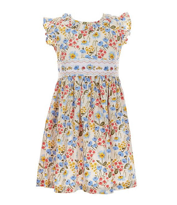 Bonnie Jean Little Girls 2T-6X Flutter-Sleeve Floral-Printed Fit-And ...