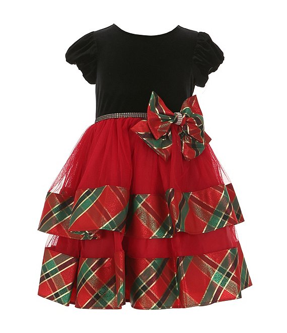 Bonnie Jean Little Girls 2T-6X Short Sleeve Velvet/Mesh Bonnie Jean Little Girls 2T-6X Short Sleeve Velvet/Mesh