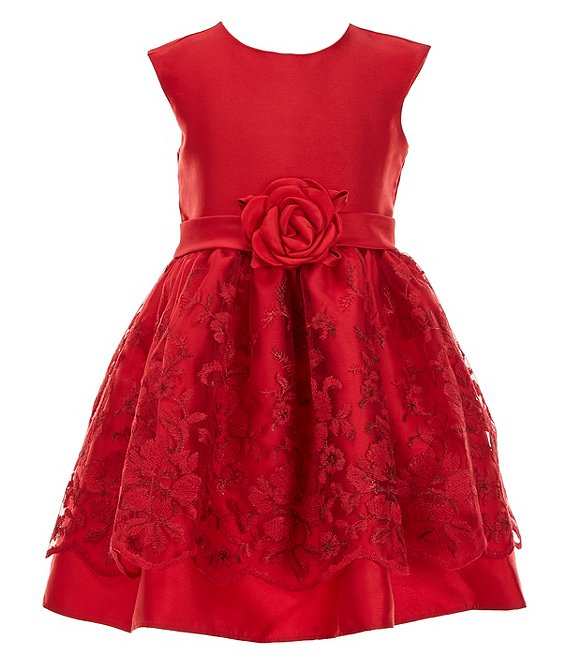 Bonnie Jean Little Girls 2T-6X Sleeveless Mikado/Lace-Overlay-Skirted ...