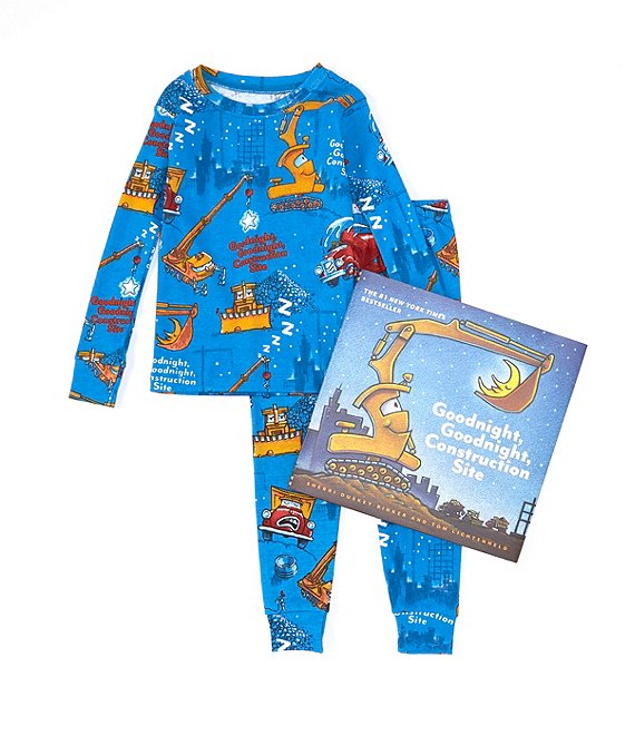 Color:Blue - Image 1 - Little Boys 2-6 Goodnight Goodnight Construction Site Pajamas & Book Set