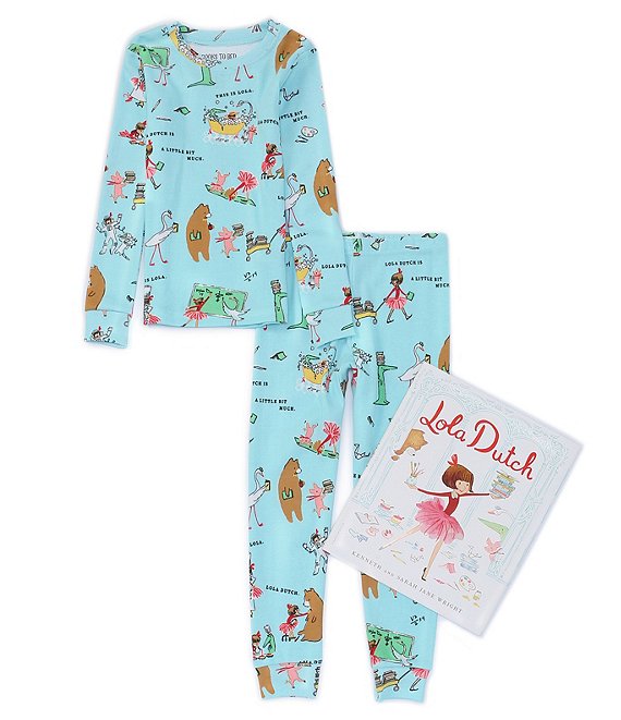 Color:Blue - Image 1 - Little Girls 2-8 Lola Dutch Two-Piece Pajamas & Book Set