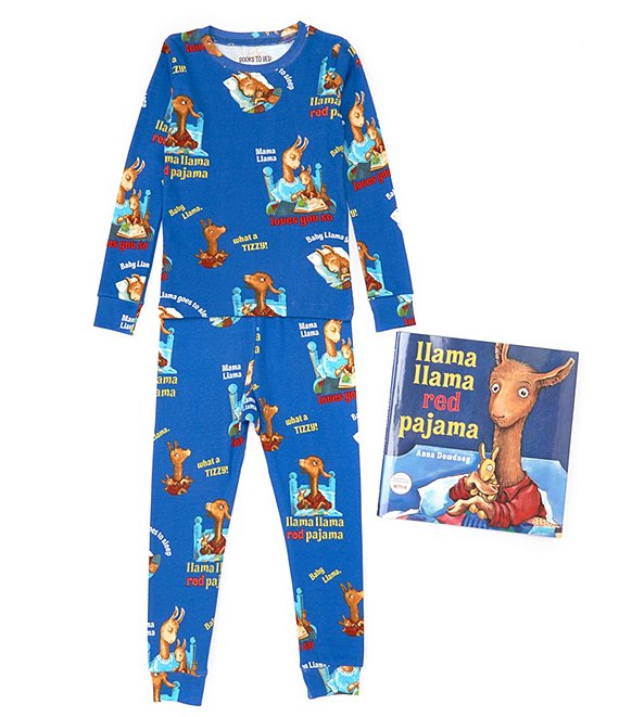 Color:Blue - Image 1 - Little/Big Boys 2-10 Llama llama Red Pajama 2-Piece Pajamas & Book Set