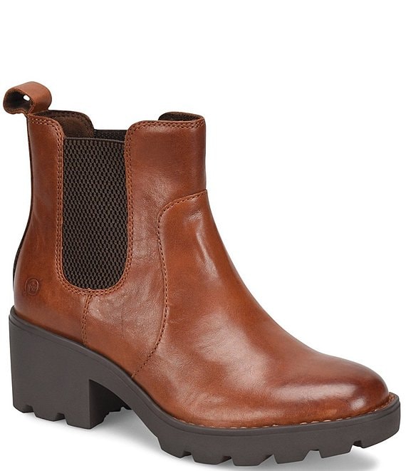 Color:Cuero Brown - Image 1 - Graci Leather Chelsea Platform Booties