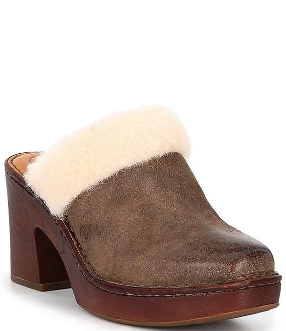 Born Hope Distressed Suede Shearling Clogs | Dillard's