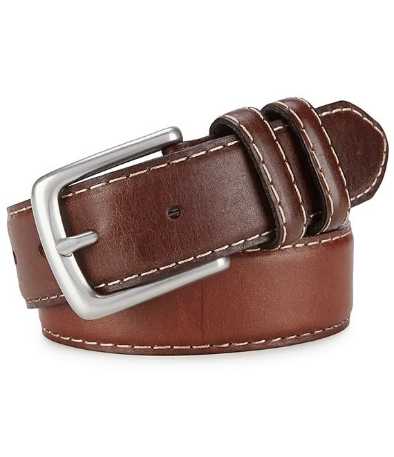 GIL unisex branded slim leather belts for men 30mm width brown color