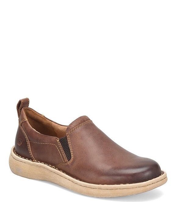 Color:Mogano Brown - Image 1 - Men's Dalton Leather Slip-Ons