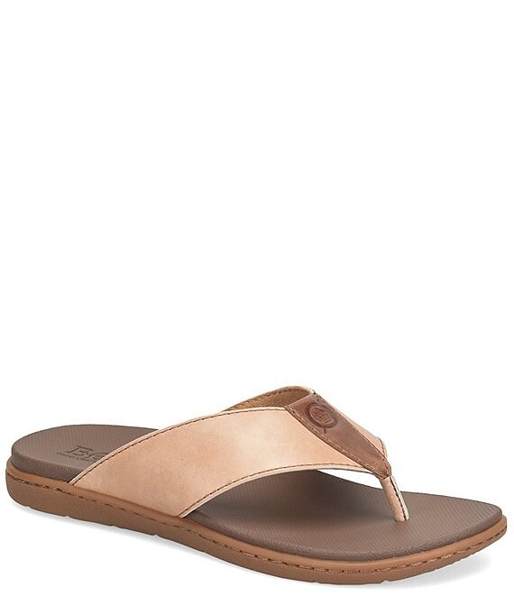 Color:Taupe Sabbia - Image 1 - Men's Gavin Full Grain Leather Thong Sandals