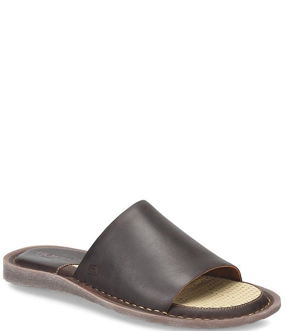 Color:Dark Brown - Image 1 - Men's Leeward Leather Slide Sandals
