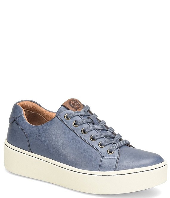 Color:Marine Navy - Image 1 - Mira Leather Platform Sneakers