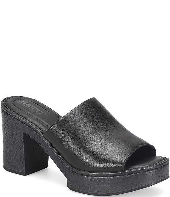 Born Nix Leather Slip On Platform Slide Sandals