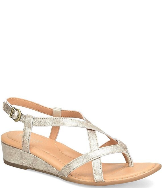 Born Sibyl Leather Thong Wedge Sandals Dillard s