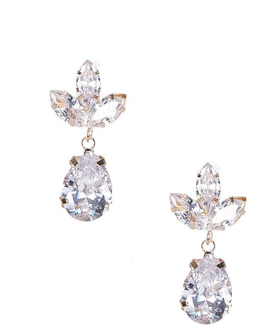 Color:Gold - Image 1 - Borrowed & Blue by Southern Living Teardrop Crystal Stud Earrings
