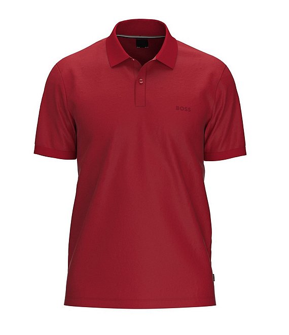 Color:Medium Red - Image 1 - BOSS Big & Tall Pallas Short-Sleeve Polo Shirt