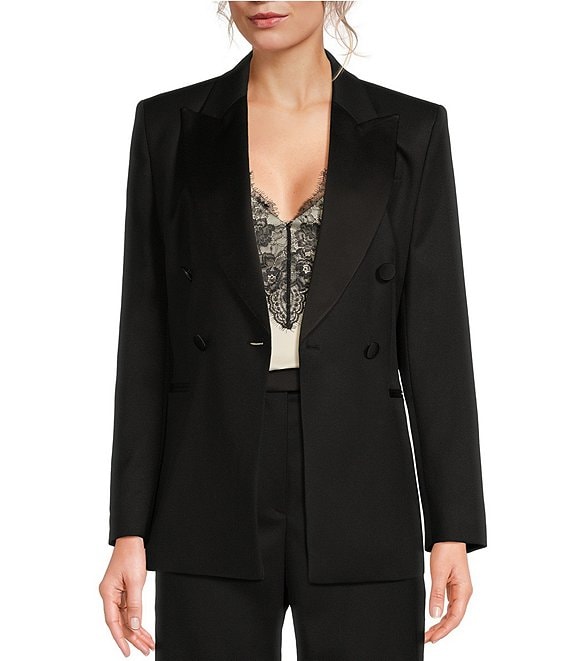 BOSS by Hugo Boss Jatuxa Wool-Blend Twill Peak Collar Double-Breasted  Tuxedo Jacket