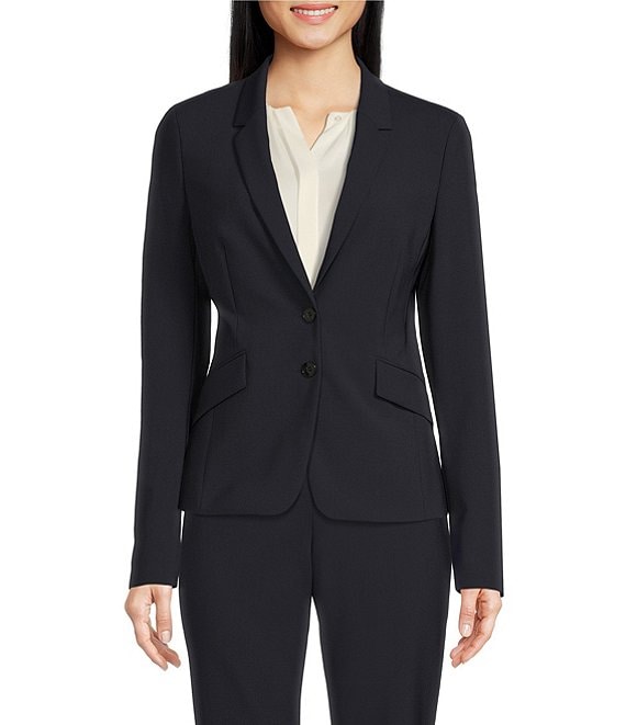 BOSS by Hugo Boss Jiletara Stretch Virgin Wool Blend Notch Lapel Long ...