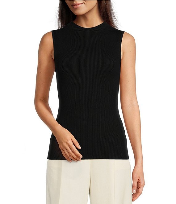 Black High Neck Knitted Sleeveless Top
