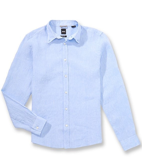BOSS Liam Linen Long Sleeve Woven Shirt