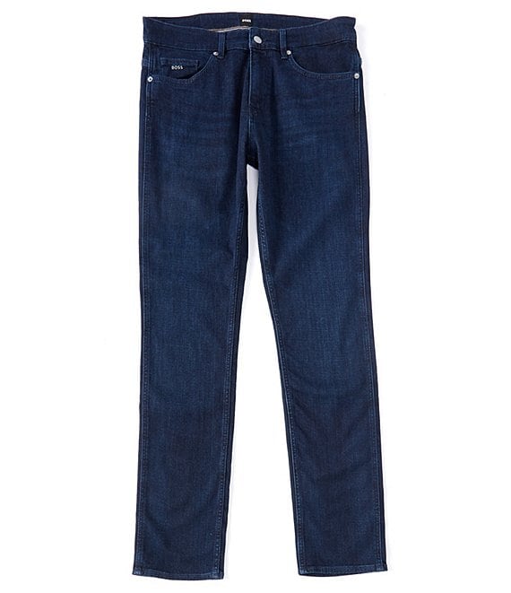 Color:Navy - Image 1 - BOSS Slim-Fit Delaware Stretch Denim Jeans