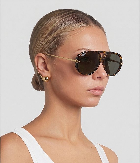 ミケランジェロ　ボウナロッテ Women's Gold Abstract Detailing Drop 63mm Shield Sunglasses
