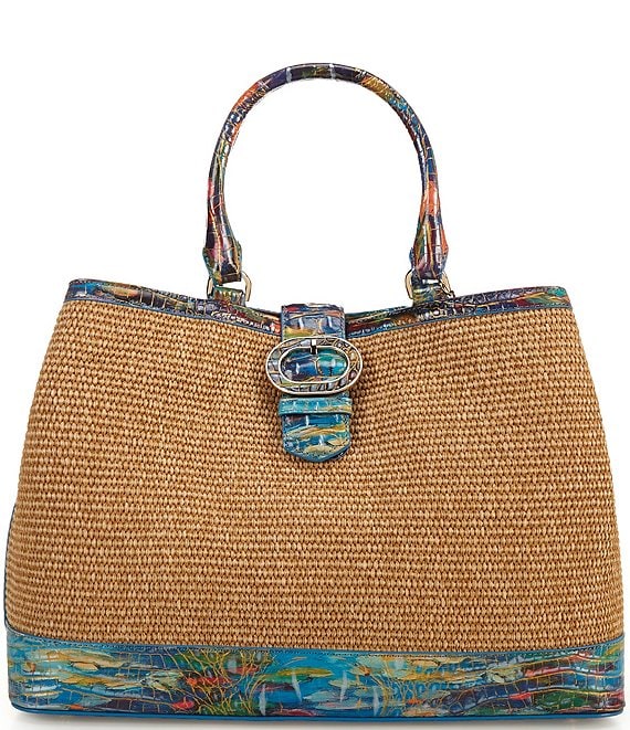 BRAHMIN Abloom Collection Denise Raffia Satchel Bag
