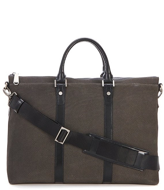 Color:Charcoal - Image 1 - Beckett Aslan Pebbled Leather Business Tote