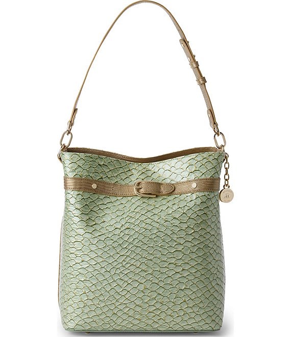 BRAHMIN Celina Snake Embossed Bucket Bag, Mint Novella - Image 1